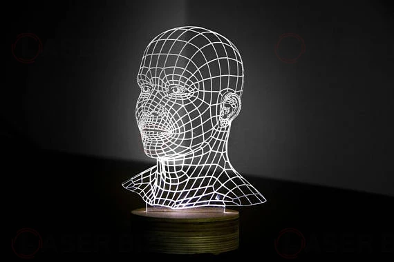 Голова 3d иллюзия акриловая лампа