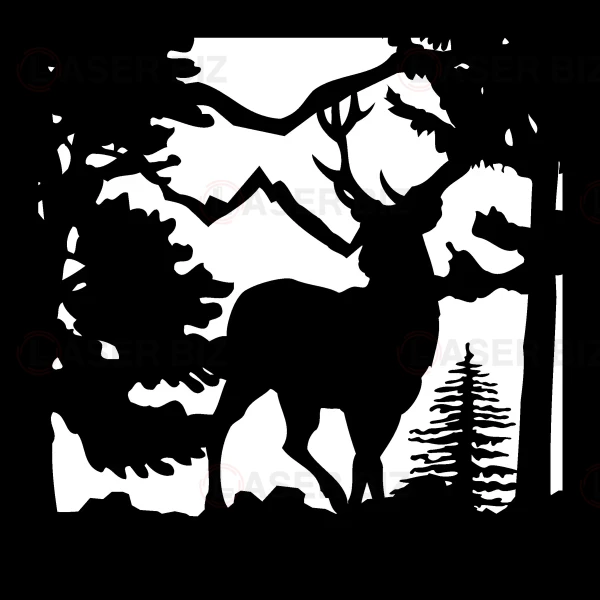 24 x 24 buck trees mountain plasma art