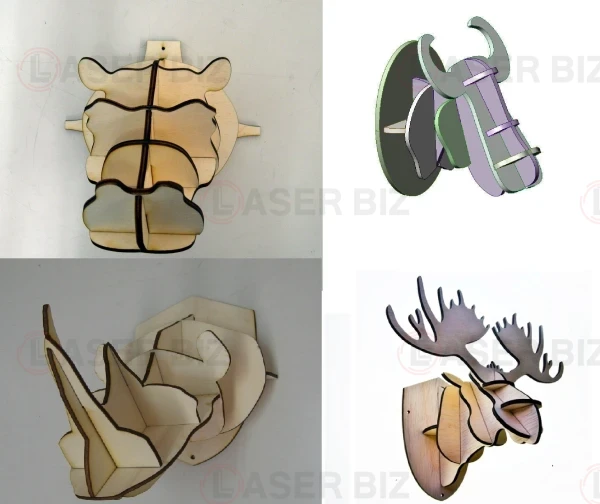 4 головы животных 3d головоломка 4 мм