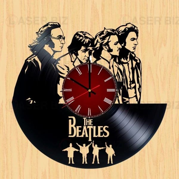 Шаблон настенных часов с виниловой пластинкой Beatles