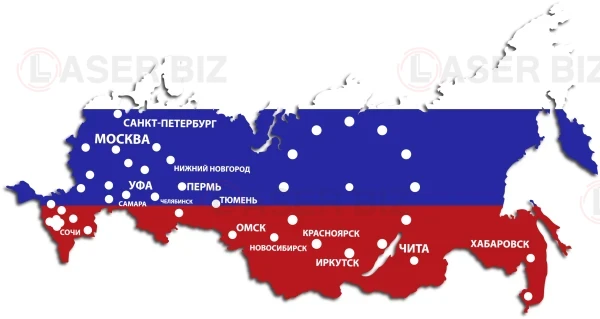 Шаблон настенных часов с картой России