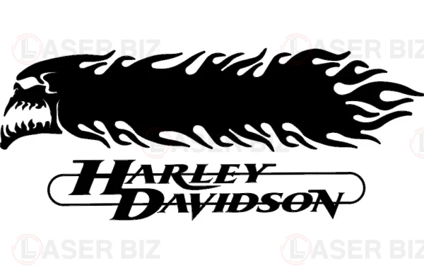 Harley davidson череп и пламя 3d