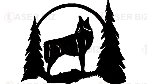 Силуэт воющего волка