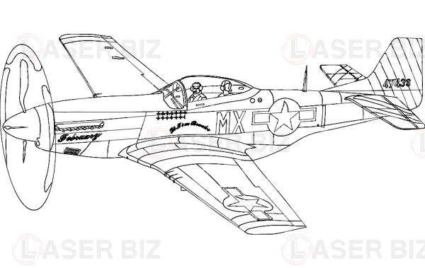 Силуэт самолета P51 Mustang