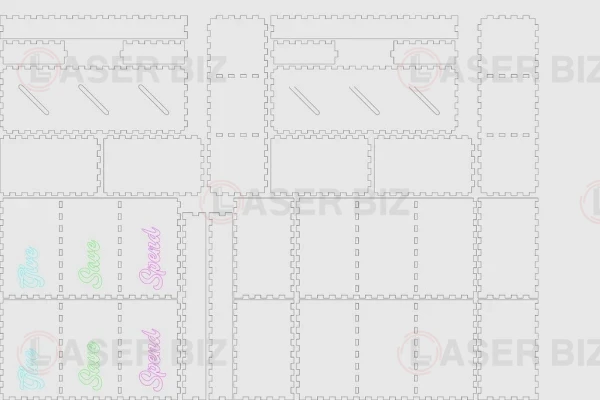 Сохранить потратить поделиться 3 отделения копилка 3 мм svg файл
